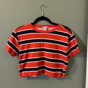 🌟 Forever 21 Red Striped Crop Top Size Small